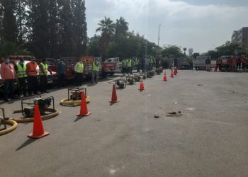 جانب من استعدادات أجهزة المدن الجديدة للأمطار