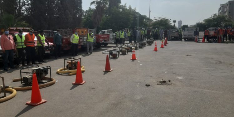 جانب من استعدادات أجهزة المدن الجديدة للأمطار