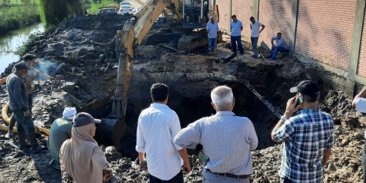 مياه دمياط: إنهاء ربط الخطوط الجديدة المغذية لقريةمركز كفر سعد ضمن مشروعات حياه كريمة