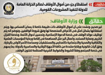 الوزراء ينفي شائعة استقطاع جزء من أموال الأوقاف لصالح الخزانة العامة للدولة لتنفيذ المشروعات القومية