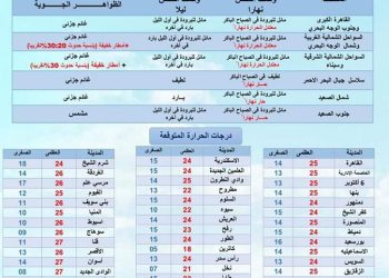 تفاصيل طقس غدا