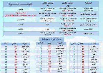 تفاصيل طقس غدا