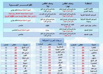 تفاصيل طقس غدا