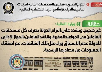 الوزراء ينفي شائعة اعتزام الحكومة تقليص المخصصات المالية لمرتبات العاملين بالدولة تزامناً مع الأزمة الاقتصادية