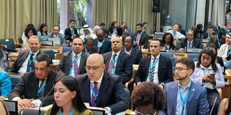 وزير الإسكان يلقى كلمة مصر فى اجتماع الدورة 2 لجمعية برنامج الأمم المتحدة للمستوطنات البشرية بنيروبى