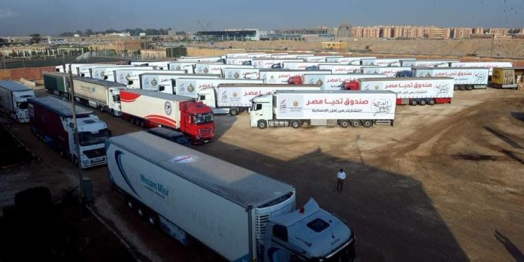 قافلة لصندوق “تحيا مصر” لمساندة سكان قطاع غزة