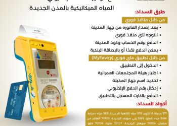 “الإسكان”: إتاحة السداد الإلكتروني لعدادات المياه الميكانيكية من خلال منافذ فوري وتطبيق الهاتف المحمول